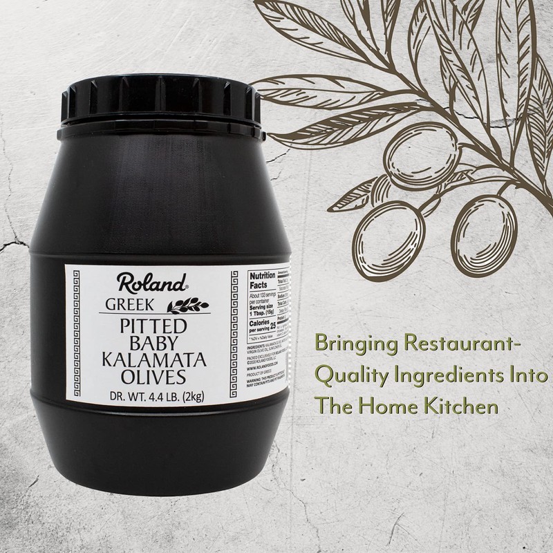 Roland Foods Pitted Baby Kalamata Olives from Greece, 4.4 Pound,