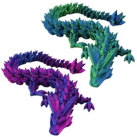 TECHEEL Pack of 2 3D Printed Dragon Ewegliche Joints Dragon 3D Mysterious Dragon Toy Realistic Moving Dragon Crystal Dragon 3D Dragon Toy for Boys Children Girls