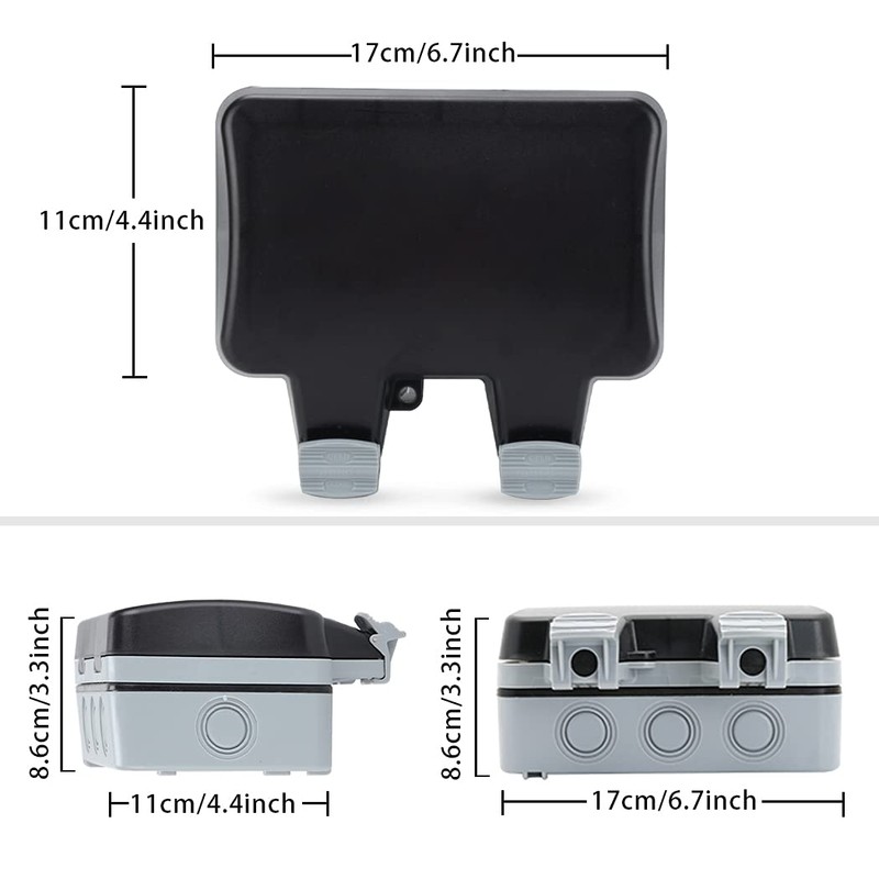 GothicBride Outdoor Socket with USB Connections, Garden Socket, Surface-Mounted, Waterproof