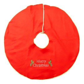 Toyland 42 Inch Red Merry Christmas Tree Skirt with Gold Trim