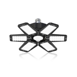 YIQIBRO Garage Lamp LED 185 W 1 Piece, 18500 LM 6500 K Malleable LED Workshop Ceiling Light with 6+1 Adjustable Panels, E26/E27 Workshop Lamp Garage Light for Basement Shop Workshop Warehouse