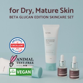 iUNIK Beta-Glucan Edition Skincare Set (Cream 2.02 fl.oz. & Mini Serum 0.51 fl.oz.) - Featuring the Powerful Beta-Glucan to Moisturize, Revitalize, and Reinforce the Skin with EWG-Green Ingredients