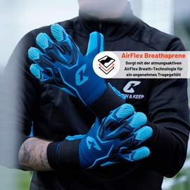 CATCH&KEEP ViVor Goalkeeper Gloves - Professional Football Gloves for Teenagers and Adults (Size 5-12) - 4 mm Octopus Grip for Maximum Grip in Rain and Wet - Hybrid Cut - Breathable & Flexible