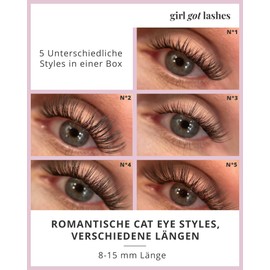 GIRLGOTLASHES Large Boxes Cat Eye Edition, Handmade Eyelash Extensions, Home Eyelash Extensions, 5 Eyelash Pairs, Lashes with 5-7 Days Hold, Vegan