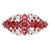 Faship Red Floral Crystal Hair Barrette Clip - Red