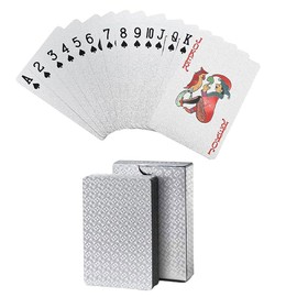 Playing Cards, Plastic, 54 Card Game, Magic Playing Cards, Poker Cards, Parties, Waterproof, Gold Foil, Cool, Gold, Gorgeous, Shiny, No Fading, Breaking, Durable (Silver)
