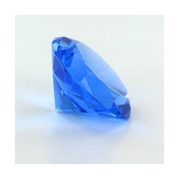 1 X Glass Sapphire Diamond Cut Paperweight Home Office