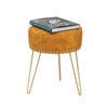 Adeco Round Brown Vanity Stool Chair, Upholstered Makeup Foot Stool