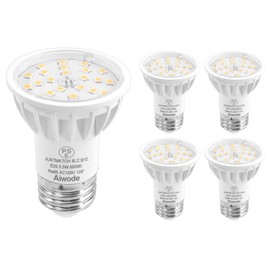 Aiwode E26 LED Bulb E26 Base LED Spotlight 5.5W (50-60W Equivalent), Daylight 6000K Non-Dimmable RA>85 Wide Angle, 120 Degree High Brightness 600LM E26 LED Bulb, PSE Certified (Set of 5)