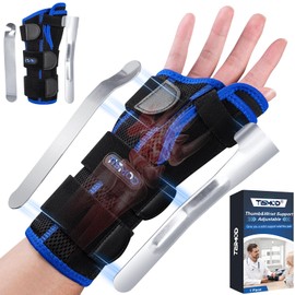 TISMOD Thumb Spica Splint Right Hand,Carpal Tunnel Wrist Brace Night Support for De Quervain's Tenosynovitis Brace,Thumb Brace Right Hand for Women/Men,One Size-Blue-Right