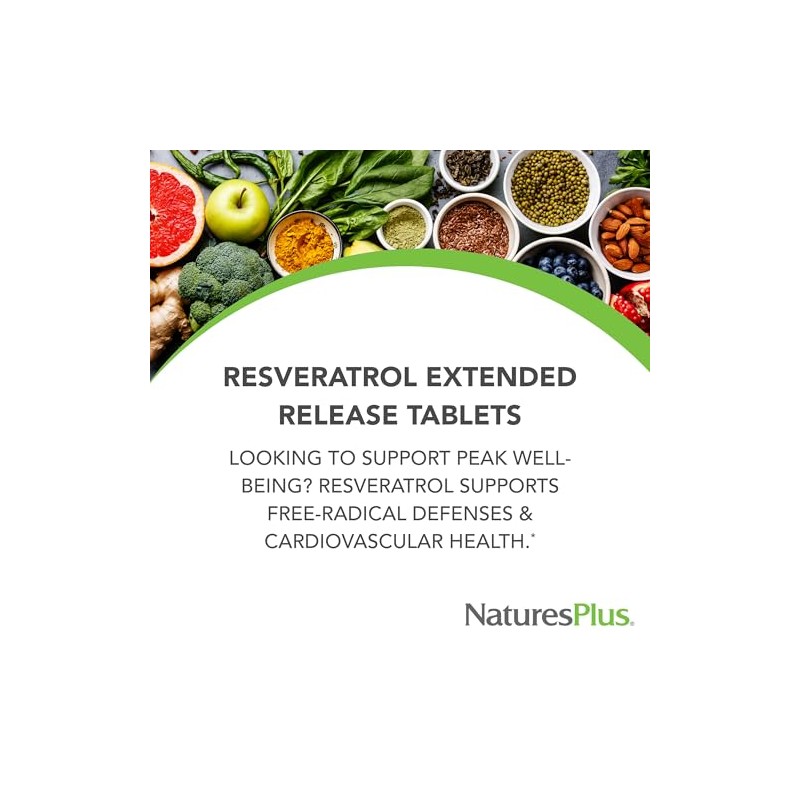NatureS Plus Herbal Actives Resveratrol 125 Mg Extended Release Tablets