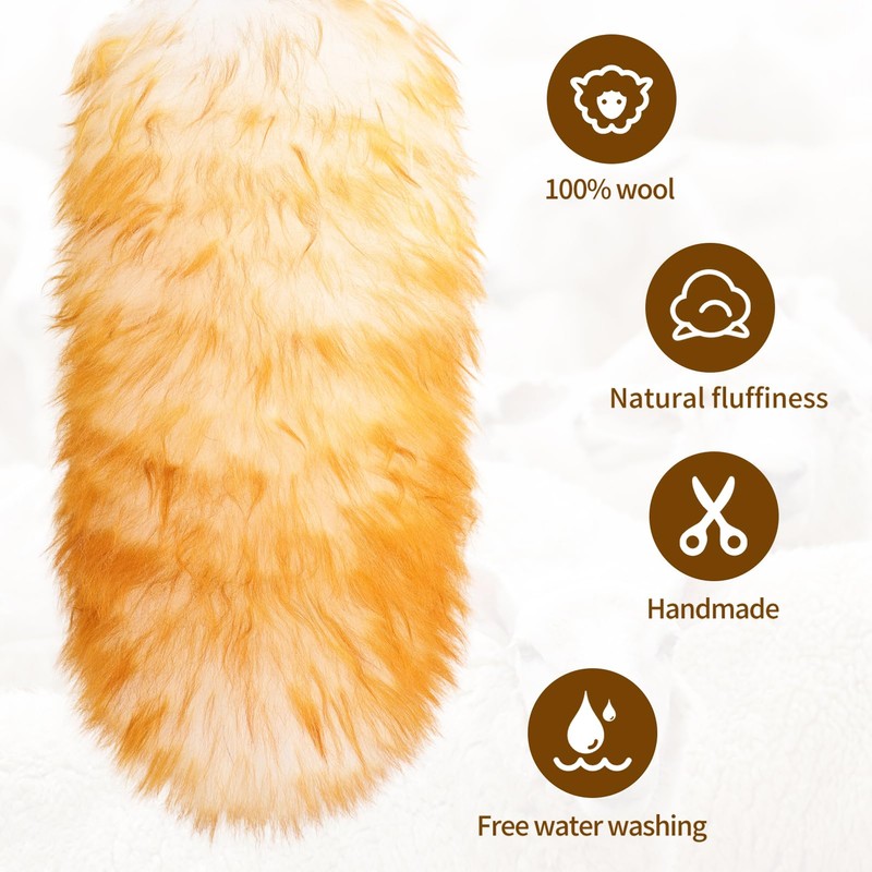 FeelfunFeather Lambswool Extendable Duster,67.7Inch Telescoping Feather Dusters with Stainless Steel