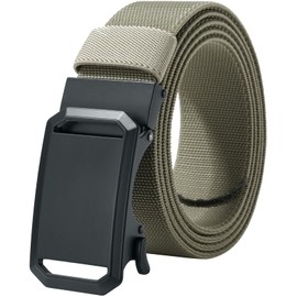 LionVII Elastic Ratchet Belt with Automatic Buckle, Adjustable and Stretchable, Work Belt for Men, 130 cm, khaki, L