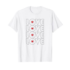 LOVE LETTERS & RED HEARTS happy & fun repeat graphic pattern T-Shirt