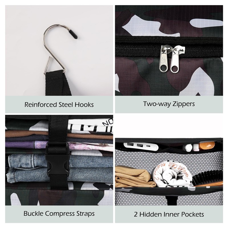 Surblue Hanging 3-Shelf Closet Organizer Pocket Collapsible Washable Oxford Fabric
