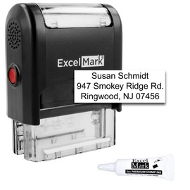 ExcelMark Custom Self Inking Rubber Stamp - Up to 3 Lines - with Refill Ink (A1539)