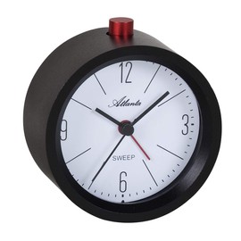 Atlanta 3099/7 Quartz Desk Clock/Alarm Clock, Black Metal Casing, Alarm Repeat, Rising Alarm Tone