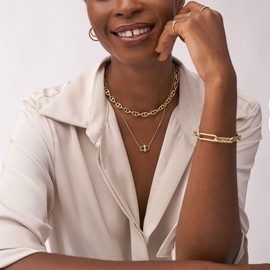 Fossil All Stacked Up Women's Hoop Earrings Glitz Metal Gold Tone JA7215710, Brass, No Gemstone