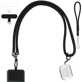 Phone Lanyard Phone Strap Wrist Lanyard Universal Adjustable Detachable Nylon Crossbody Cell Phone Lanyard Neck Strap with Hook Wrist Strap with 3 Phone Patch for All Smartphones (Black)