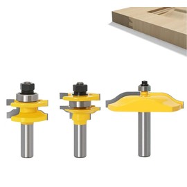 APLUS 3-Piece Router Bit Set, Ogee Rail & Ogee Raised Panel [8 mm Shank], Wood Cutter Woodworking Tool (8 mm Shank)