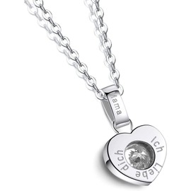 Bliqniq Women's Stainless Steel Necklace Silver Rose Gold with Pendant Engraved with "Oma/Mama, Ich liebe dich für immer” (in German), Does Not Discolour H1005 engraving "Mama, Ich Liebe Dich"