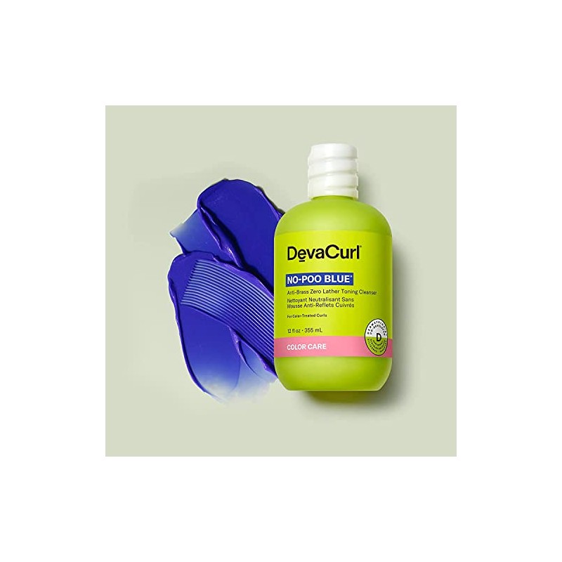 DevaCurl No-Poo Blue Anti-Brass Zero Lather Toning Cleanser, Superfruits, 12