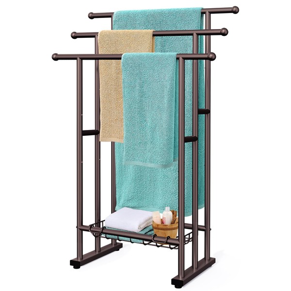 Kayfia 40" Tall Standing Towel Racks for Bathroom, 3 Tier