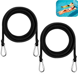 2Pcs 118 Inch Foam Water Pad Mat Bungee Cord Lily Pad Bungee Cord with 2 Carabiners Foam Lake Mat Cord Floating Mat Tether Kit for Secure Mooring