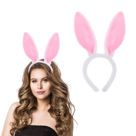 Sibba Sibba Plush Bunny Ears Headband 1 Piece Rabbit Ear Accessory Easter Christmas Cosplay Party Hair Styling Costume Dress Up for Women (Pink), 28.5 x 19 x 2.2 cm