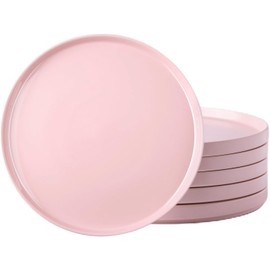 AmorArc Ceramic Dinner Plates Set of 6,10.0 Inch Matte Stoneware Plates for Kitchen,Modern Flat Dinnerware Dishes Set,Microwave& Dishwasher Safe, Scratch Resistant, Matte Pink