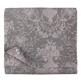 Linen & Cotton Luxury Jacquard Tablecloth, Table Linen, Roseus with Damask Pattern, 100% Linen, Rose/Grey (147 x 220 cm) Festive Rectangular Home Kitchen Decoration Catering Birthday