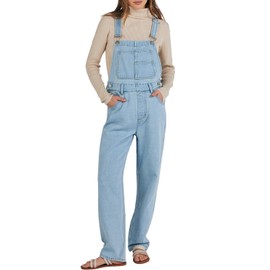 ANRABESS Overalls for Women Loose Fit Denim Overalls Adjustable Strap Jean Jumpsuit Bib Romper 2025 Fall Casual Work Outfits Washed Azure Large
