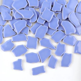 PINUO&KE - Azulejo de mosaico de cerámica irregular de 0.95 libras para adultos, niños, hecho a mano, para decoración del hogar, decoración del hogar, proyectos de arte (cian)
