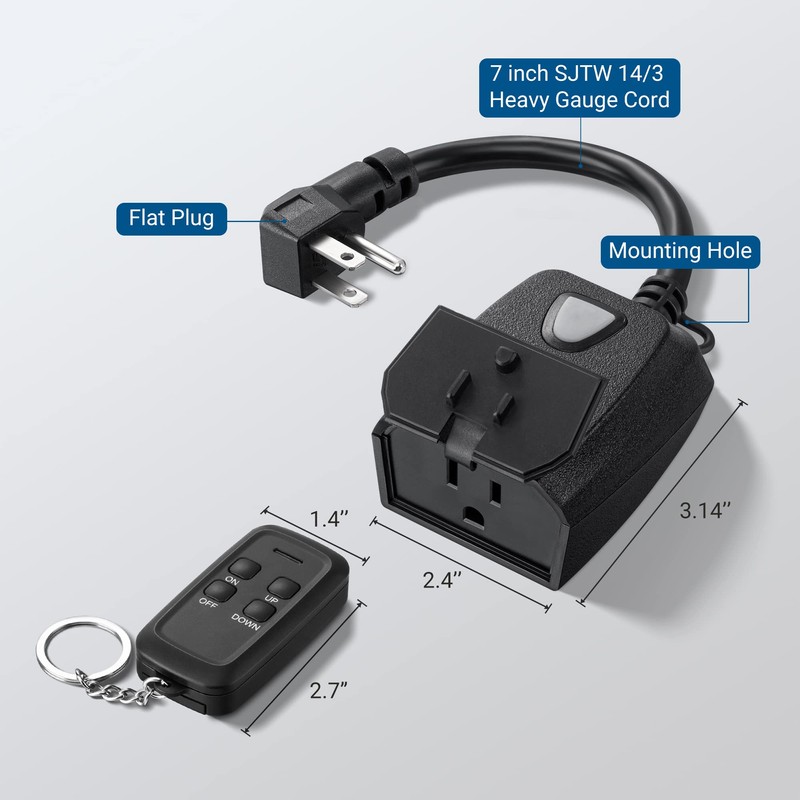 DEWENWILS Outdoor Dimmer for String Lights, Remote Dimmer Switch, Weatherproof