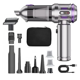 Car Vacuum Portable Cordless, 2 in 1 Handheld Vacuum Cleaner&Air Duster, 18000Pa High Power Mini Cleaners Rechargeable with LED Light and Multi-Nozzles for Car, Home, Office, Sofa, Pet, outdoors