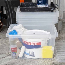 JMS 1 x 24 L Litre Crystal Clear Transparent Plastic Storage Boxes With Lids Storage Containers Stackable Containers For Living Room Bedroom Shoes Toys Garage Office Home & Kitchen - Made in UK