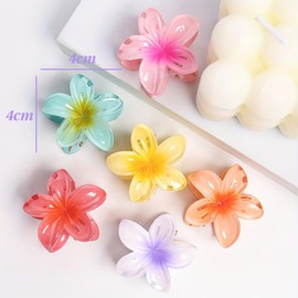 XUZOPIM Pack of 6 Flower Hair Claw Clips for Women, Preppy Flower Hair Clip, Hawaiian Plumeria Hair Clip, Hawaiian Hair Accessories for Thick Hair, Gifts for Women, Teen Girls