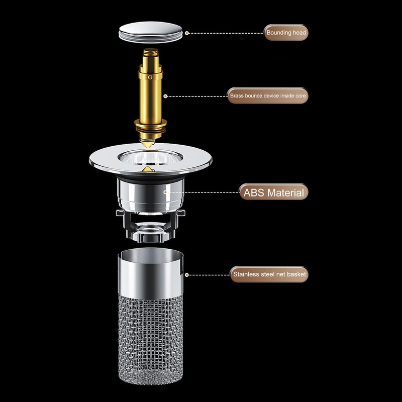 Stainless Steel Sink Strainer with Basket, Sink Plug Strainer, Sink
