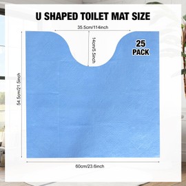 25 Pack Disposable Toilet Mats Absorbent Toilet Floor Protector from Urine U-Shape Toilet Training Rug Waterproof Non-Slip Bathroom Potty Training Mats Toilet Commode Mat for Children Adult