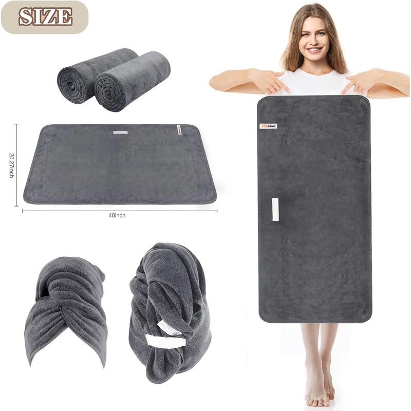 SUNLAND Hair Drying Towel, Water Absorbent, Daily Towel, Microfiber, Big