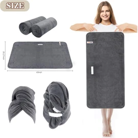 SUNLAND Hair Drying Towel, Water Absorbent, Daily Towel, Microfiber, Big Face Towel, Mini Bath Towel, Quick Drying, 39.4 x 19.7 inches (100 x 50 cm), 2 Pieces