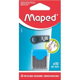 Maped - Hard Case with 10 Refills 2mm + 1 Refill Size for School Compass - Refills + Refill Size Compass Maped with Tip 2mm HB