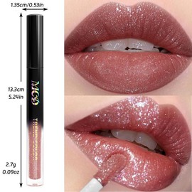 Long-lasting Waterproof Liquid Glitter Lipstick, 1 Count Shimmer Pearlescent Lipstick, Makeup Gift For Women, Christmas Gift - Color: 107, Specification: 1 count