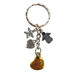 Love Heart Keyring Grandpa Angel Charm Pendant