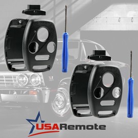 Cutting NOT Required - Key Fob Keyless Entry Remote Shell Case & Pad fits Honda 2003-2012 Accord / 2006-2013 Civic EX / 2009-2015 Pilot /2005-2006 CR-V, Set of 2