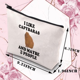PLITI Capybara Makeup Bag Capybara Lover Gift I Like Capybaras and Maybe 3 People for Rodent Animal Lover Zipper Pouch(I Like CapybarasU)