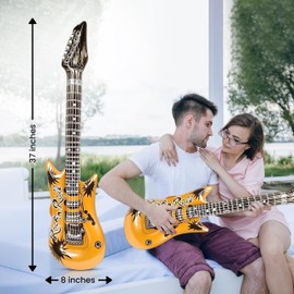 Gold Inflatable Guitar | Blow Up Guitar Gold | Inflatable Guitar Prop | Music Party Decorations | 37 Inches | Gold