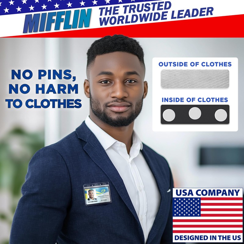Mifflin-USA - Name Tag Magnets - 10 Pack, 1.75 x