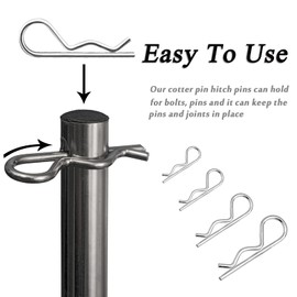 60 Pcs Cotter Pin Hair Pin Assortment Kit, Zinc Plated R Clip Key Fastener Fitting Set for Use on Hitch Pin Lock System Automotive Marine Tractors Mower Carts Truck Engine Repair, 12 Size 2 Style