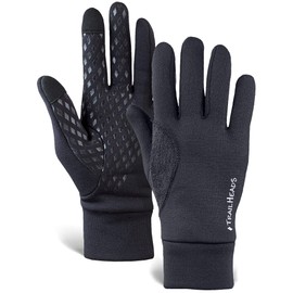 TrailHeads Men’s Running Gloves - Black Touchscreen Gloves - Lightweight Gloves - Small